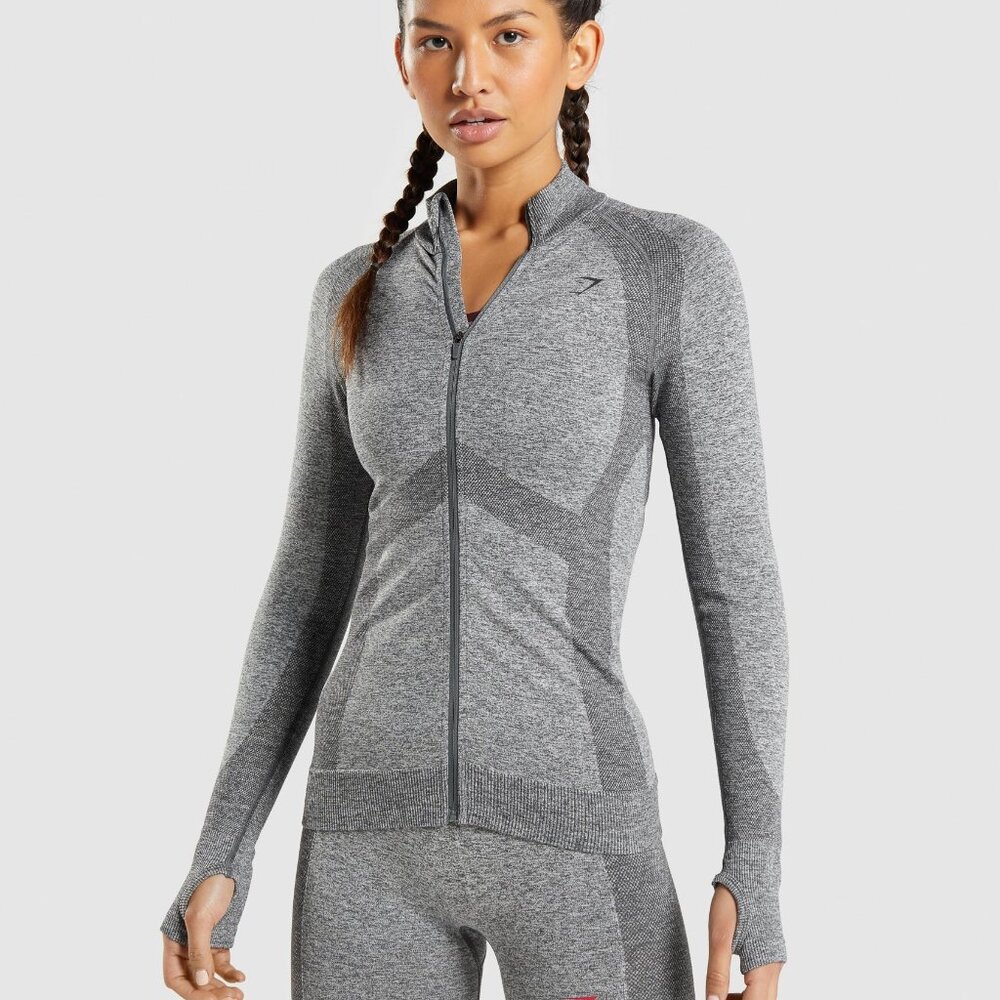 Gymshark - Flex Zip Through Jacket - Charcoal Marl - Large - Picture 4 of 7